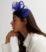 New Look Bright Blue Mesh Bow Fascinator Headband
